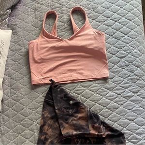 Lululemon coral graphite tie dye 3/4 leg  yoga set